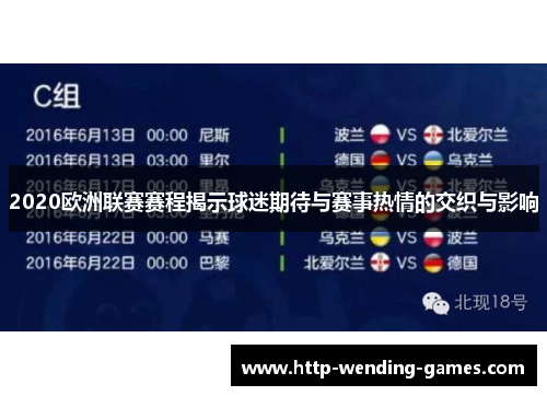 2020欧洲联赛赛程揭示球迷期待与赛事热情的交织与影响