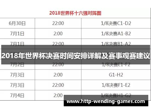 2018年世界杯决赛时间安排详解及赛事观赛建议