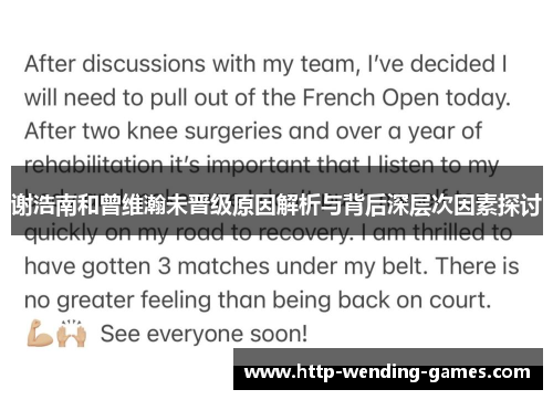 谢浩南和曾维瀚未晋级原因解析与背后深层次因素探讨