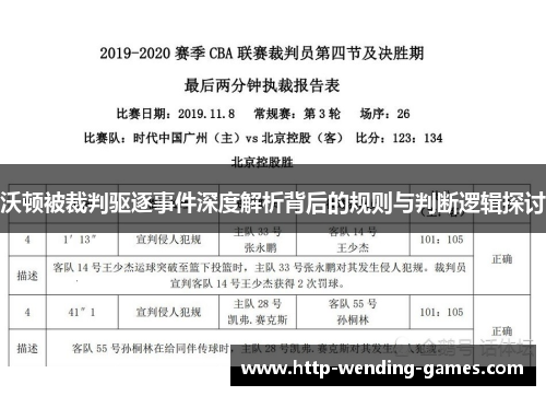沃顿被裁判驱逐事件深度解析背后的规则与判断逻辑探讨